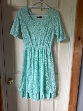 Mikarose Mint Lace Midi Dress